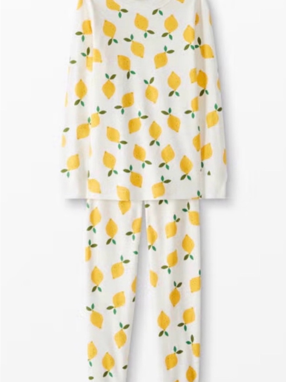 Hanna Andersson White Pajama Set with Yellow Lemon Print